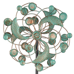 dreamysoul wind spinner front view, green and copper