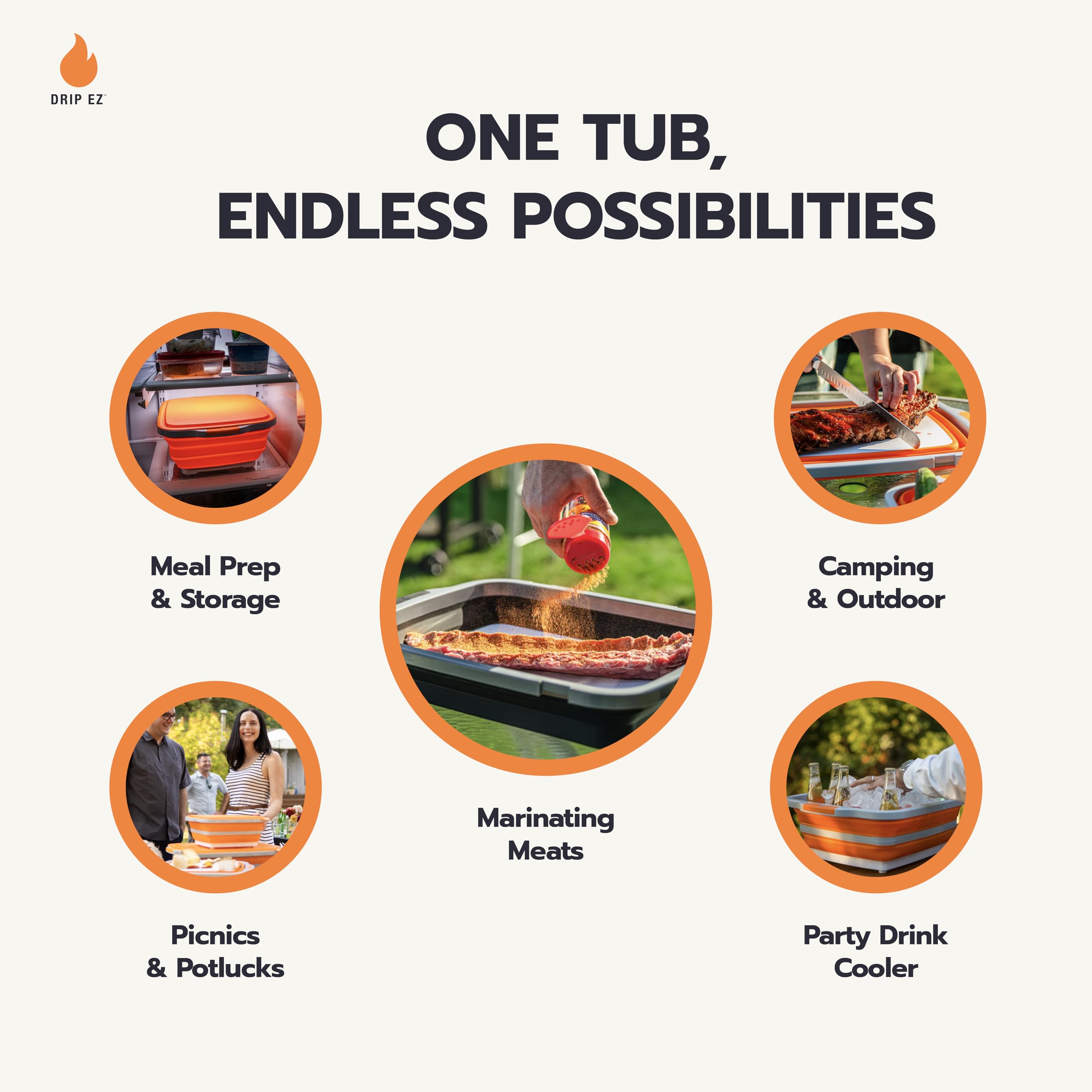 Drip EZ BBQ Prep Tub dimensions displayed
