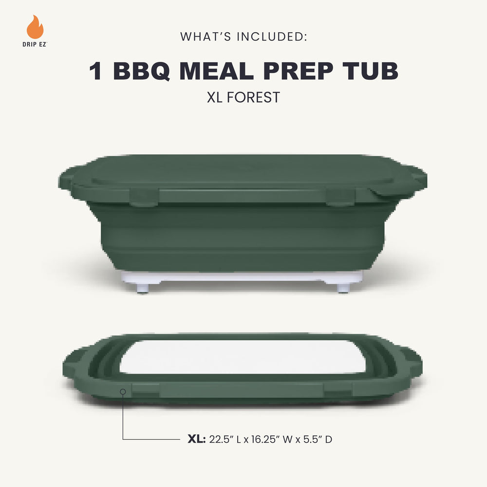 Drip EZ BBQ Prep Tub showing collapsible design