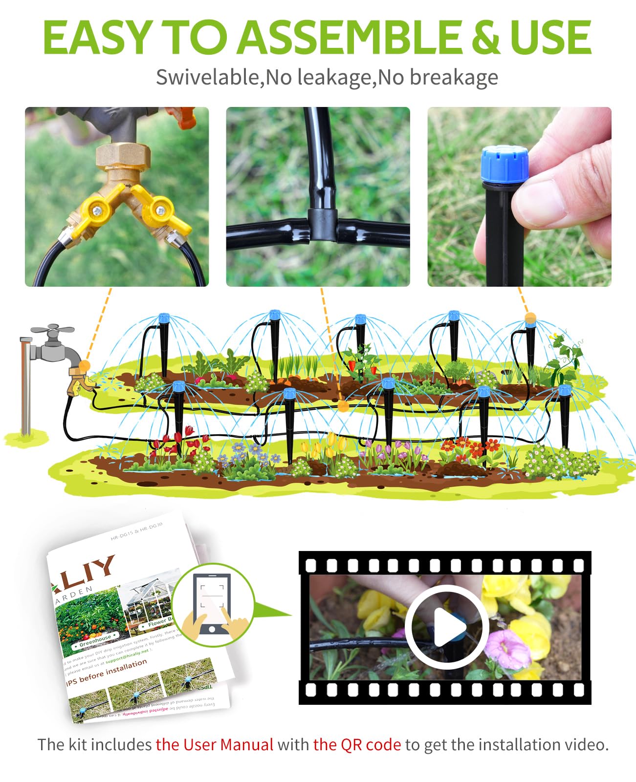 Drip irrigation tubing layout in a garden