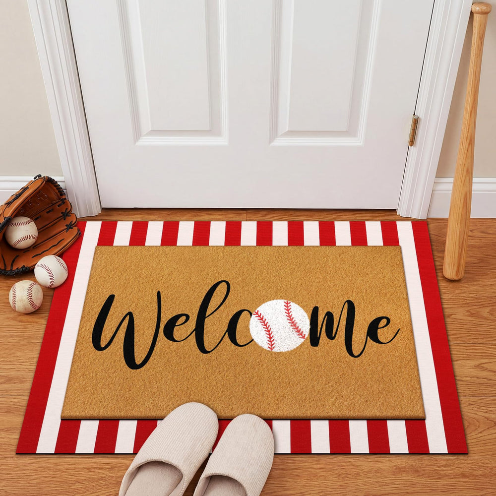 Drydiet Baseball Welcome Doormat Set in red and white colours