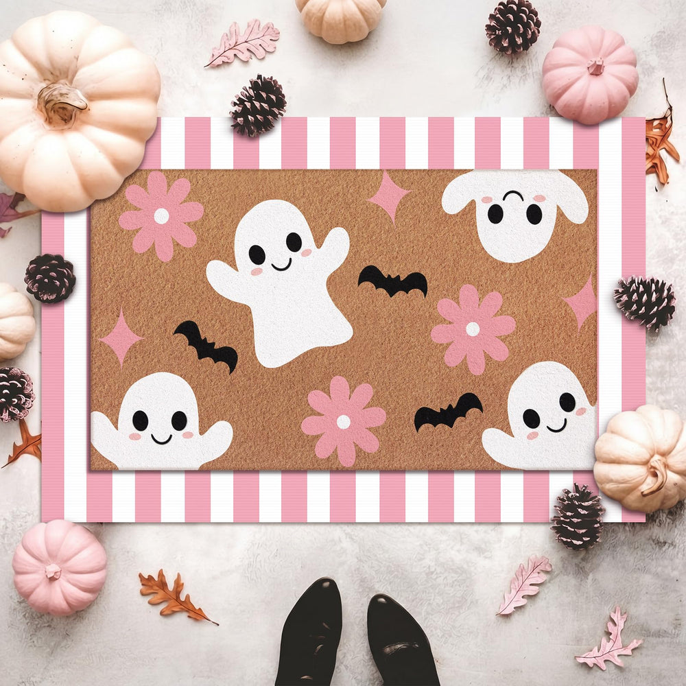 Drydiet door mat set with decorative ghost and bat patterns
