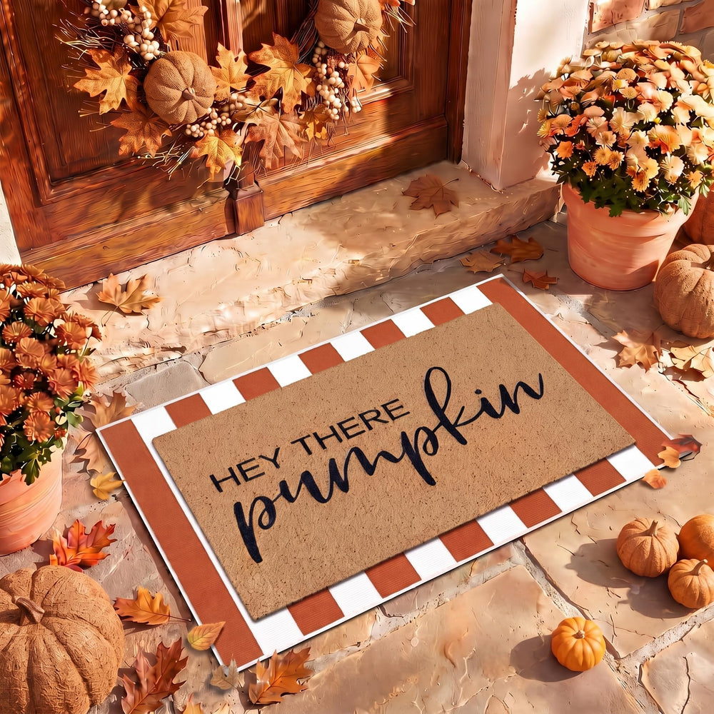 Drydiet doormat set with vibrant orange and white stripes