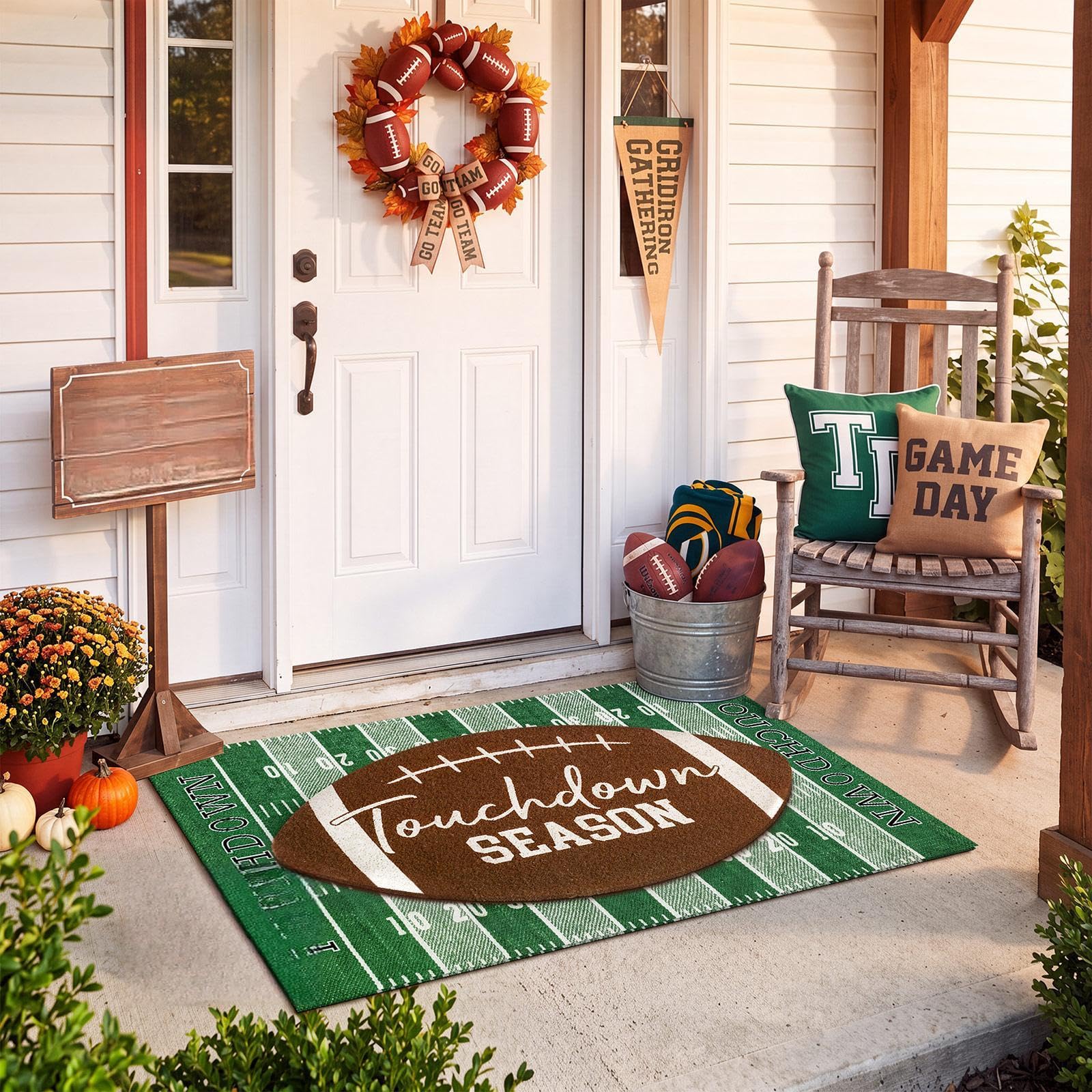 Drydiet faux coir door mat with football design