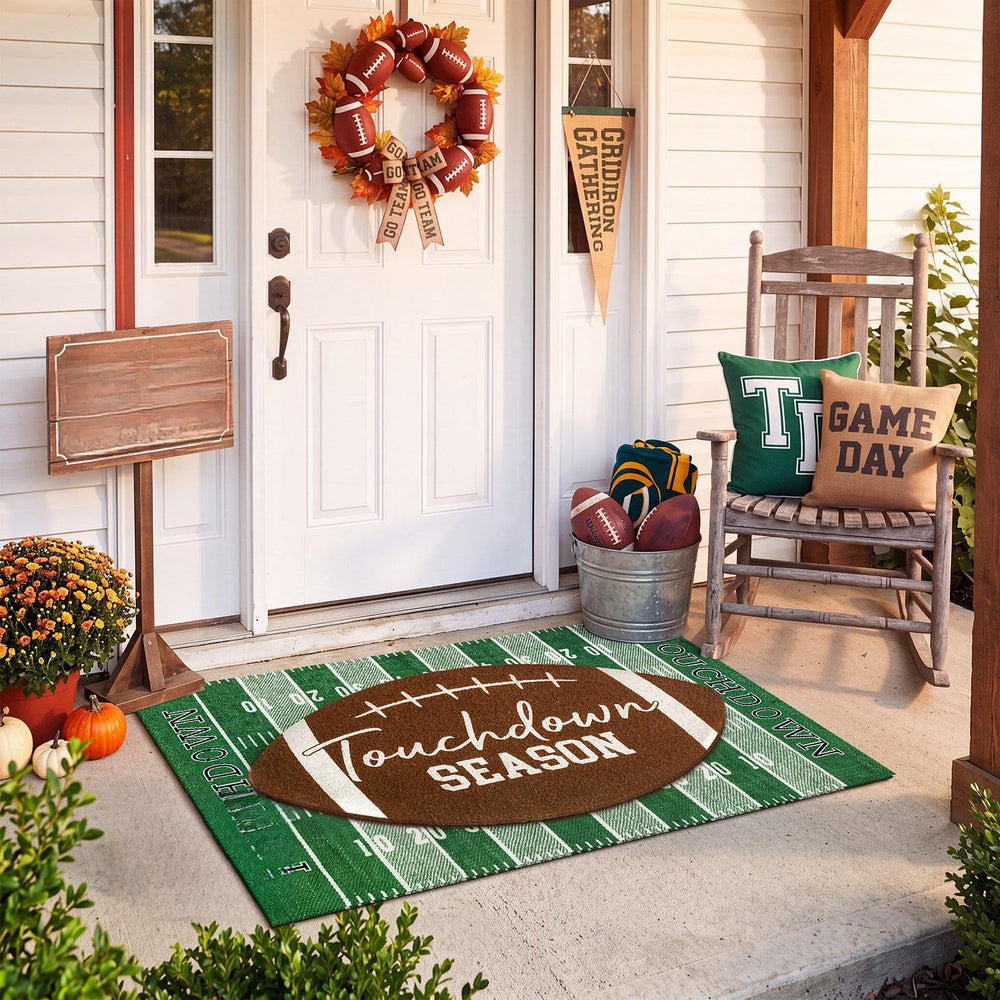 Drydiet faux coir door mat with football design