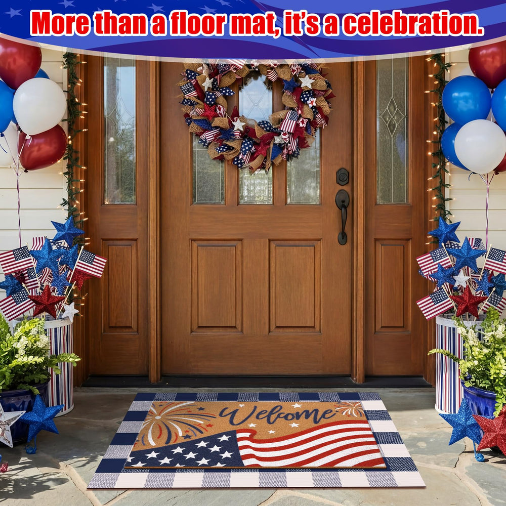 Drydiet Welcome Door Mat in a festive outdoor setting