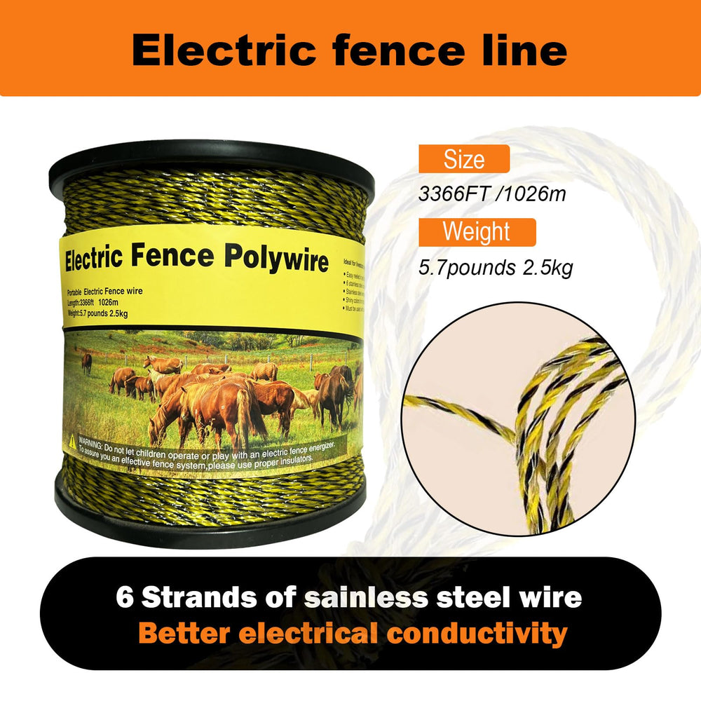 DSZBESTER Electric Fence Polywire close-up of stainless steel strands