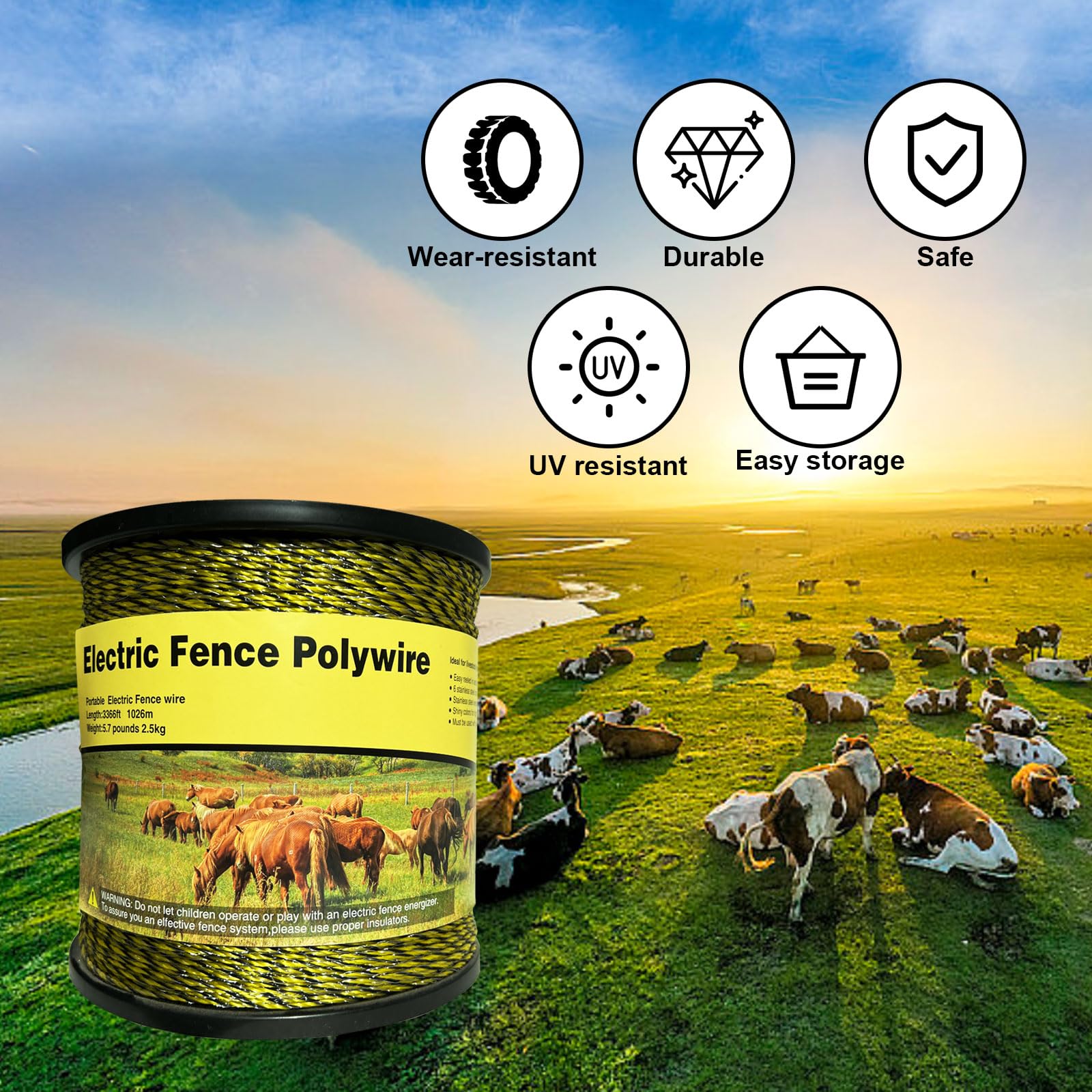 DSZBESTER Electric Fence Polywire installation in a farm setting