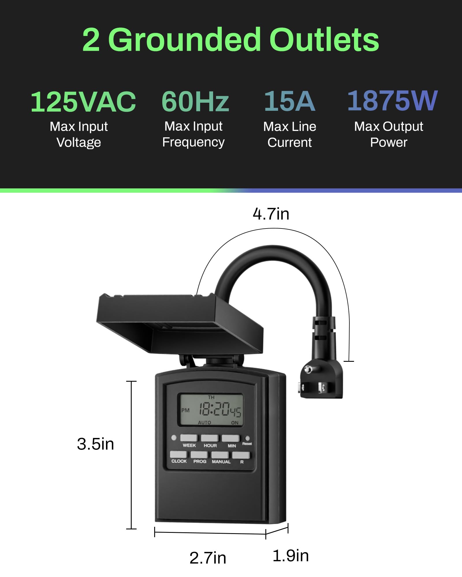 Dual outlet design of BN-LINK Outdoor Timer