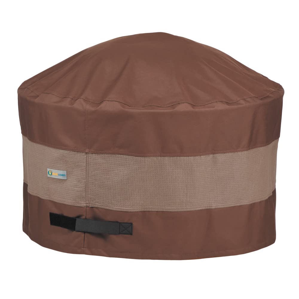 Duck Covers 36 Inch Round Fire Pit Cover in Mocha Cappuccino front view
