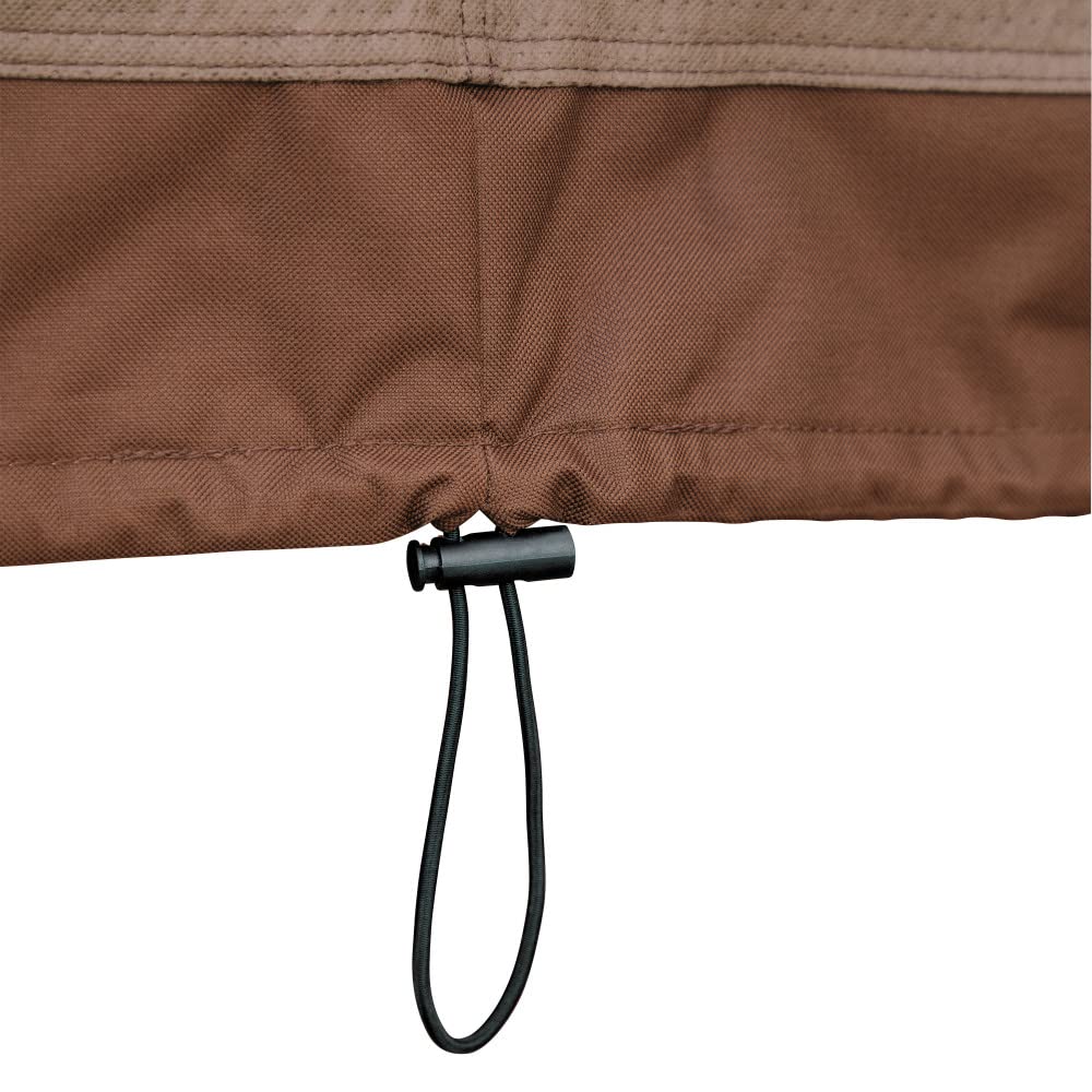 Duck Covers cover on patio loveseat in outdoor setting