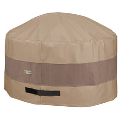 Duck Covers Elegant Waterproof 34 Inch Round Fire Pit Cover in Swiss Coffee