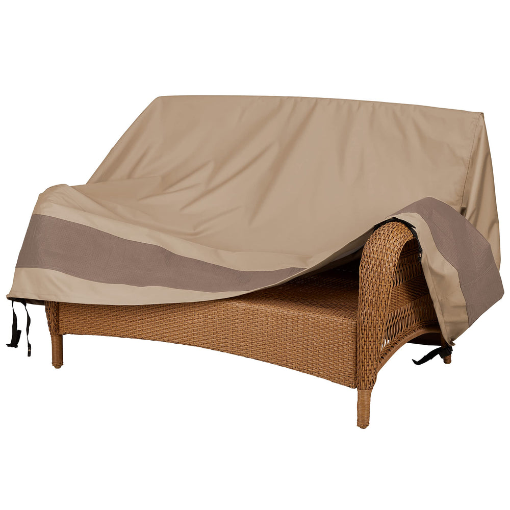 Duck Covers Elegant Waterproof Loveseat Cover side view with straps