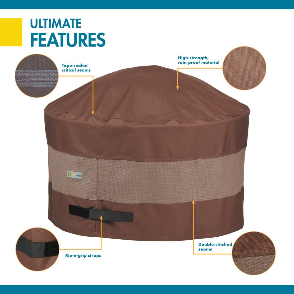 Duck Covers fire pit cover showcasing double-stitched seams