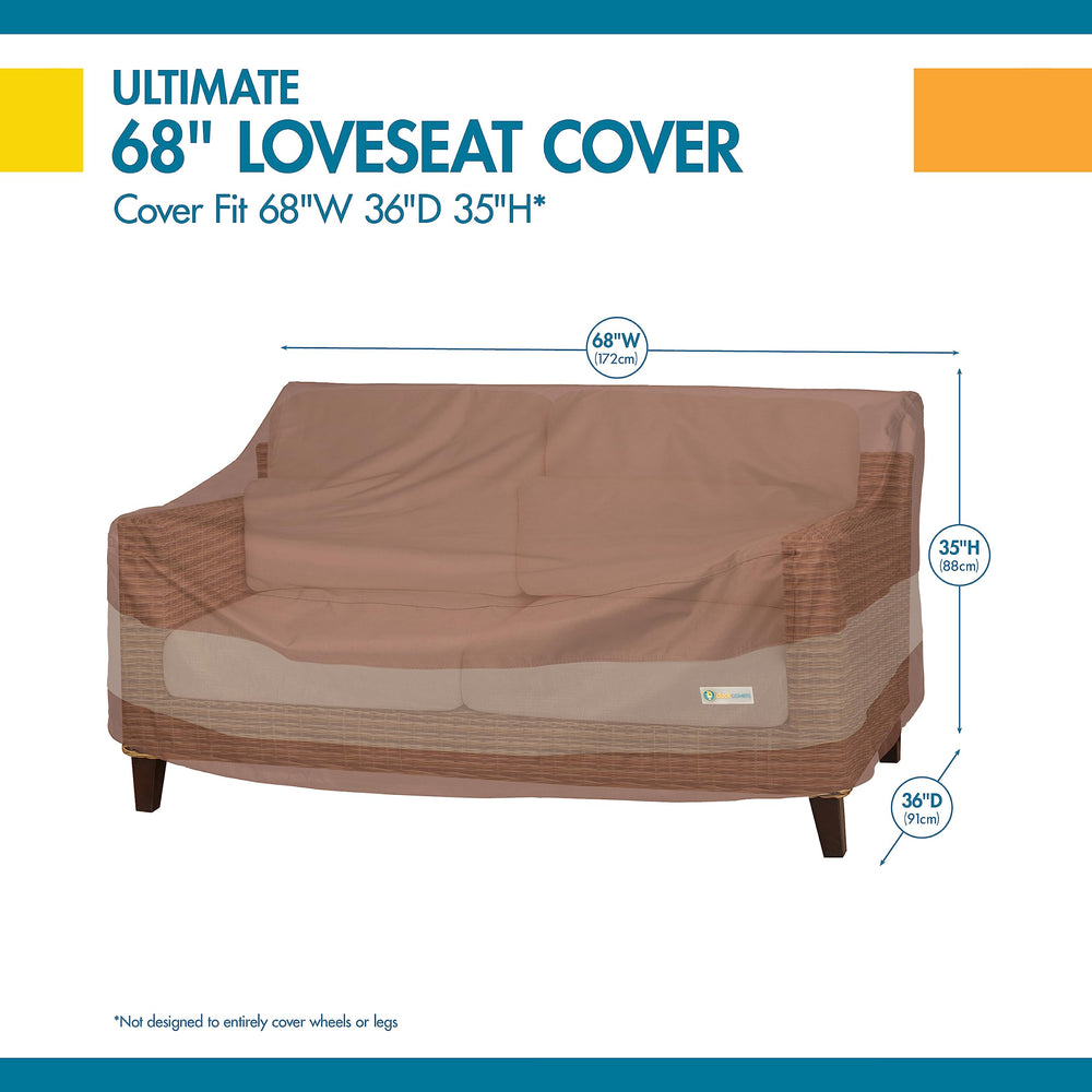 Duck Covers Ultimate Patio Sofa Cover on a patio loveseat