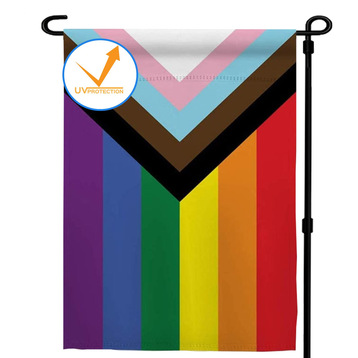 ducuh Progress Pride Rainbow Garden Flag front view