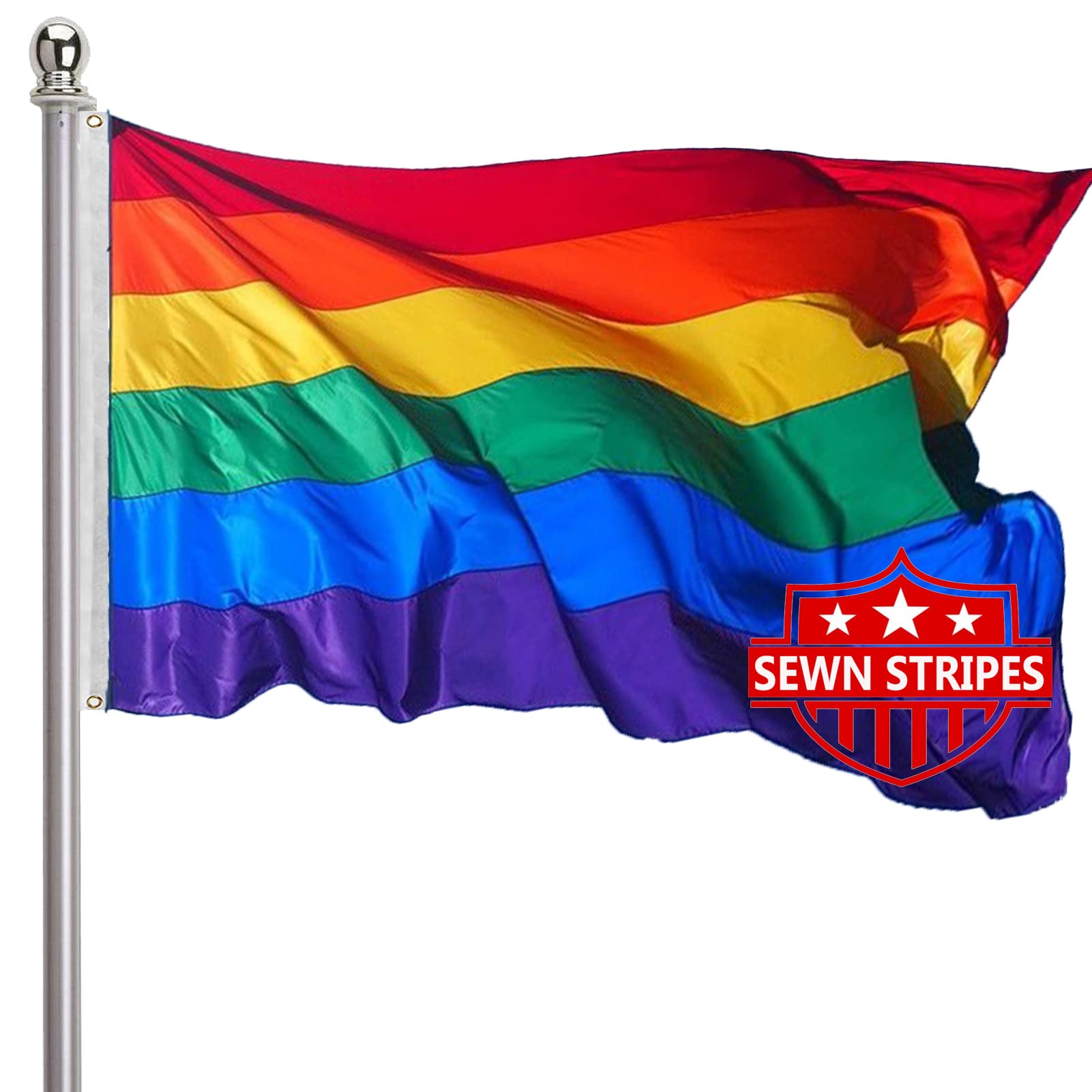 ducuh Rainbow Pride Flag 3x5 front view with vibrant colors