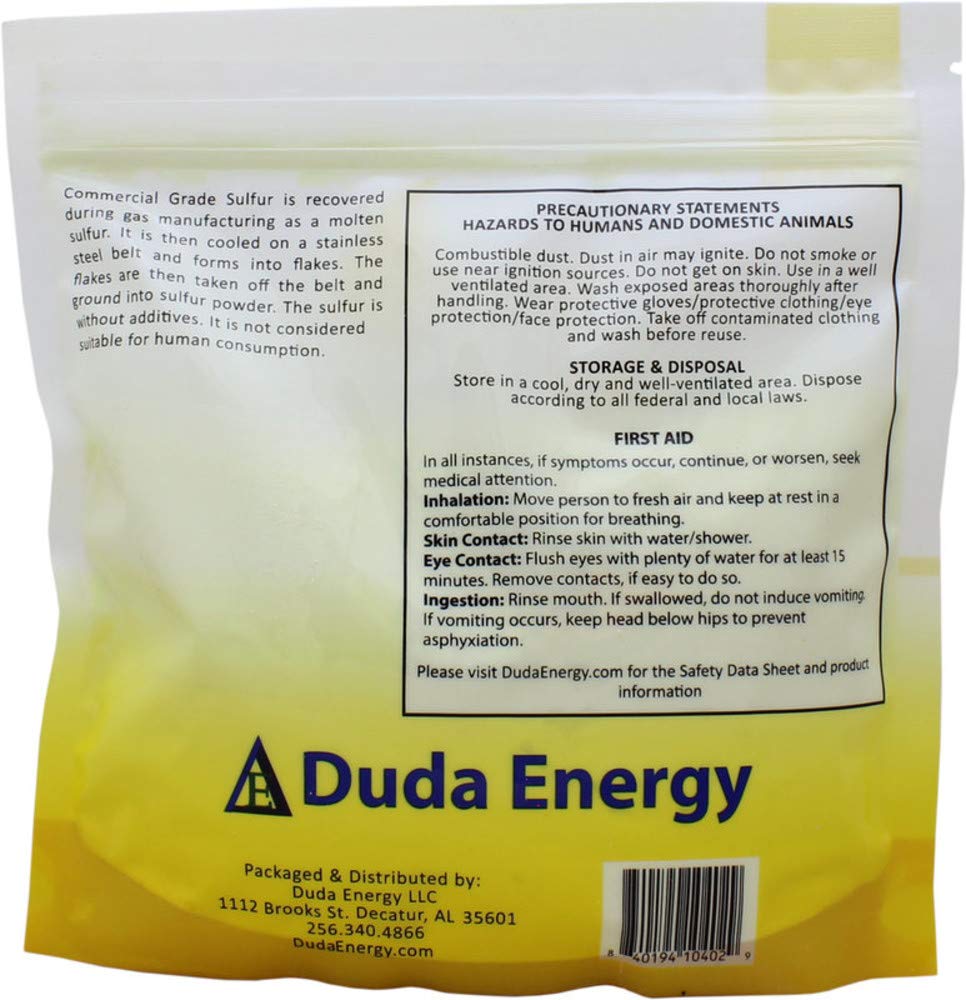 Duda Energy Yellow Sulfur Powder 1 lb close-up of fine powder texture