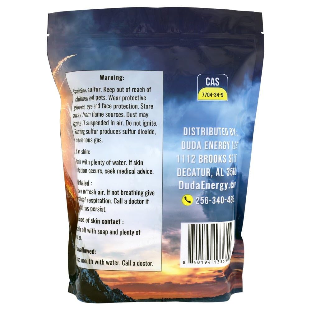 Duda Energy Yellow Sulfur Powder close-up showing texture and colour