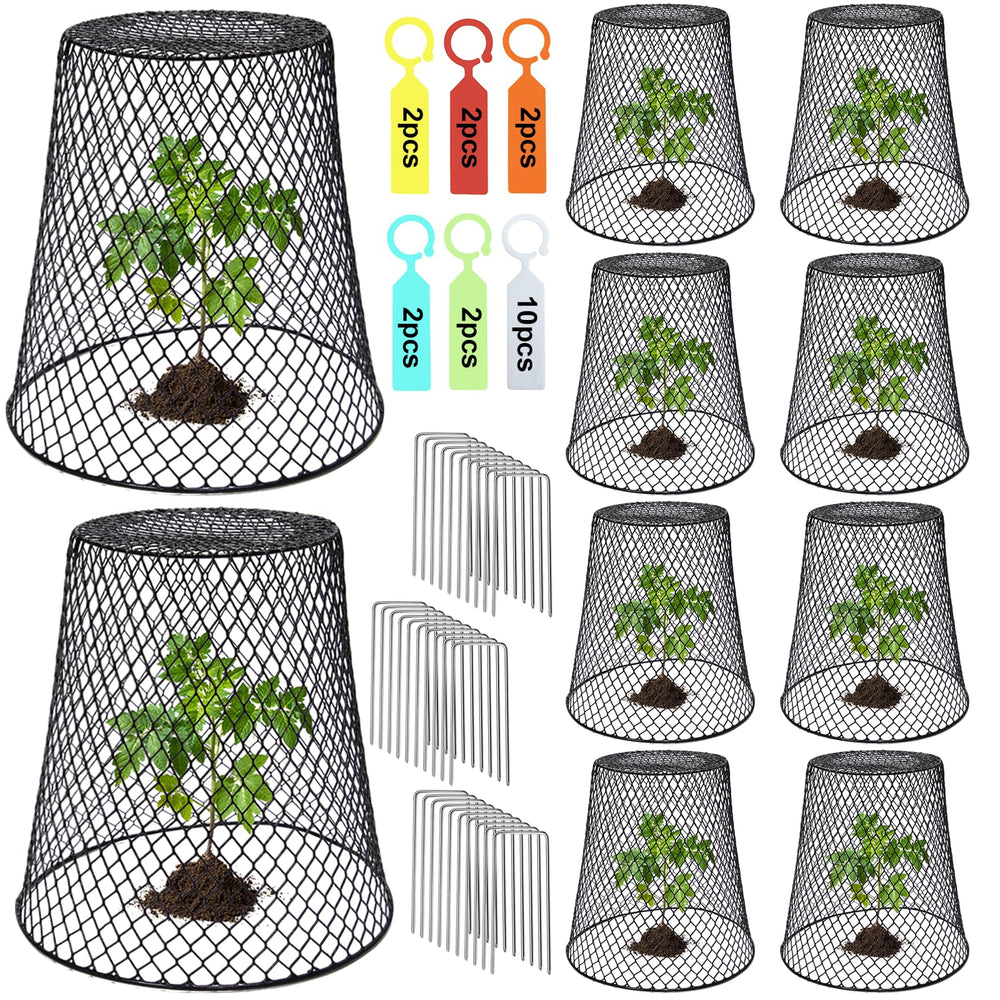 Dukelai 10 pcs chicken wire cloche plant covers, black, 9×9 inches