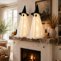 DULEFUN Halloween ghost decoration set with ground plugs visible