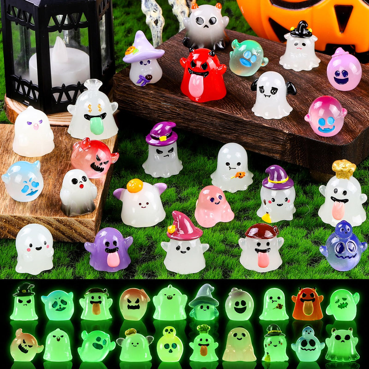 DULEFUN Halloween mini ghost figures set of 31 pieces