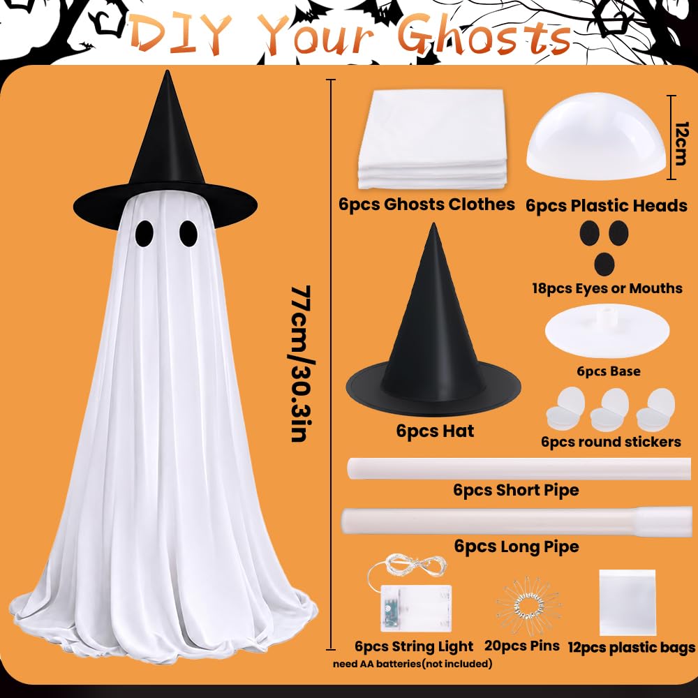 DULEFUN light-up ghost decorations illuminated at night