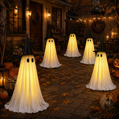DULEFUN spooky ghost decorations showcasing steady and flashing light modes