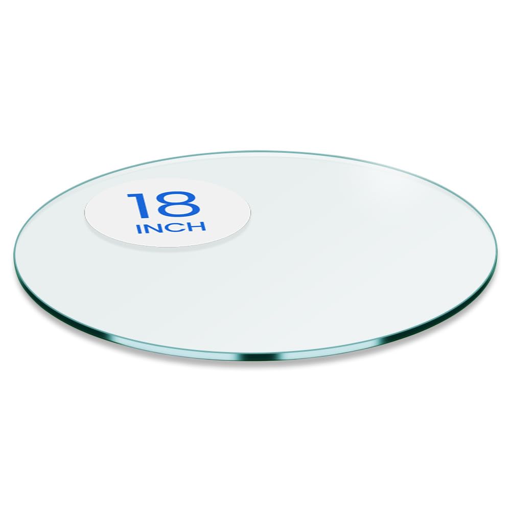 Dulles Glass 18-inch round clear tempered glass table top front view