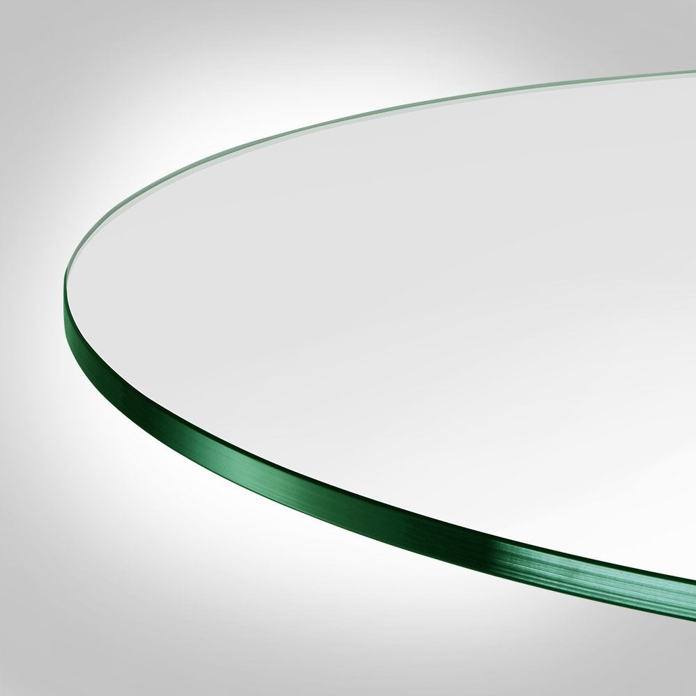 Dulles Glass 22-inch round glass table top on a wooden table