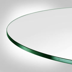 Dulles Glass 22-inch round glass table top on a wooden table