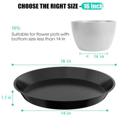 DUNPUTE 16 Inch black plant saucer side view