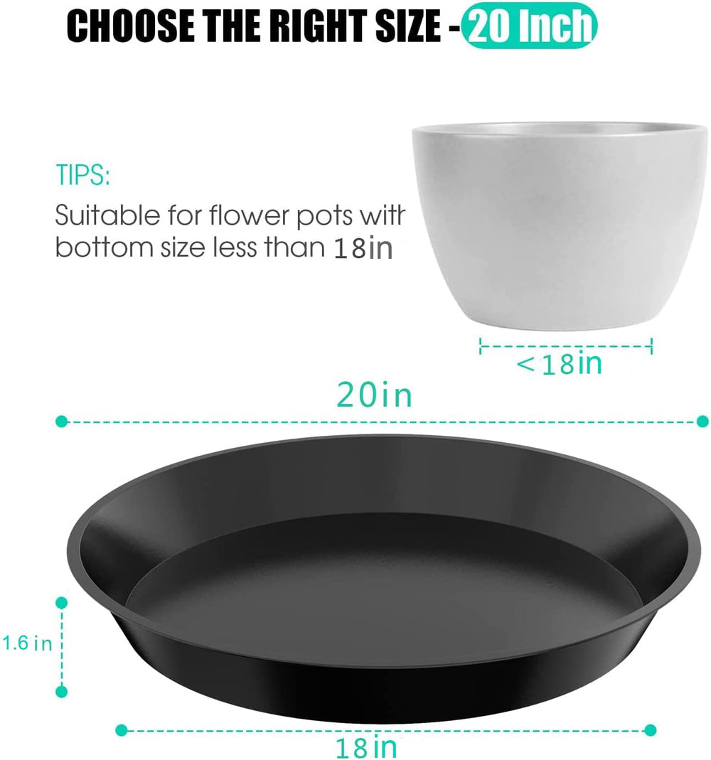 DUNPUTE 20 Inch Plant Saucer black side view