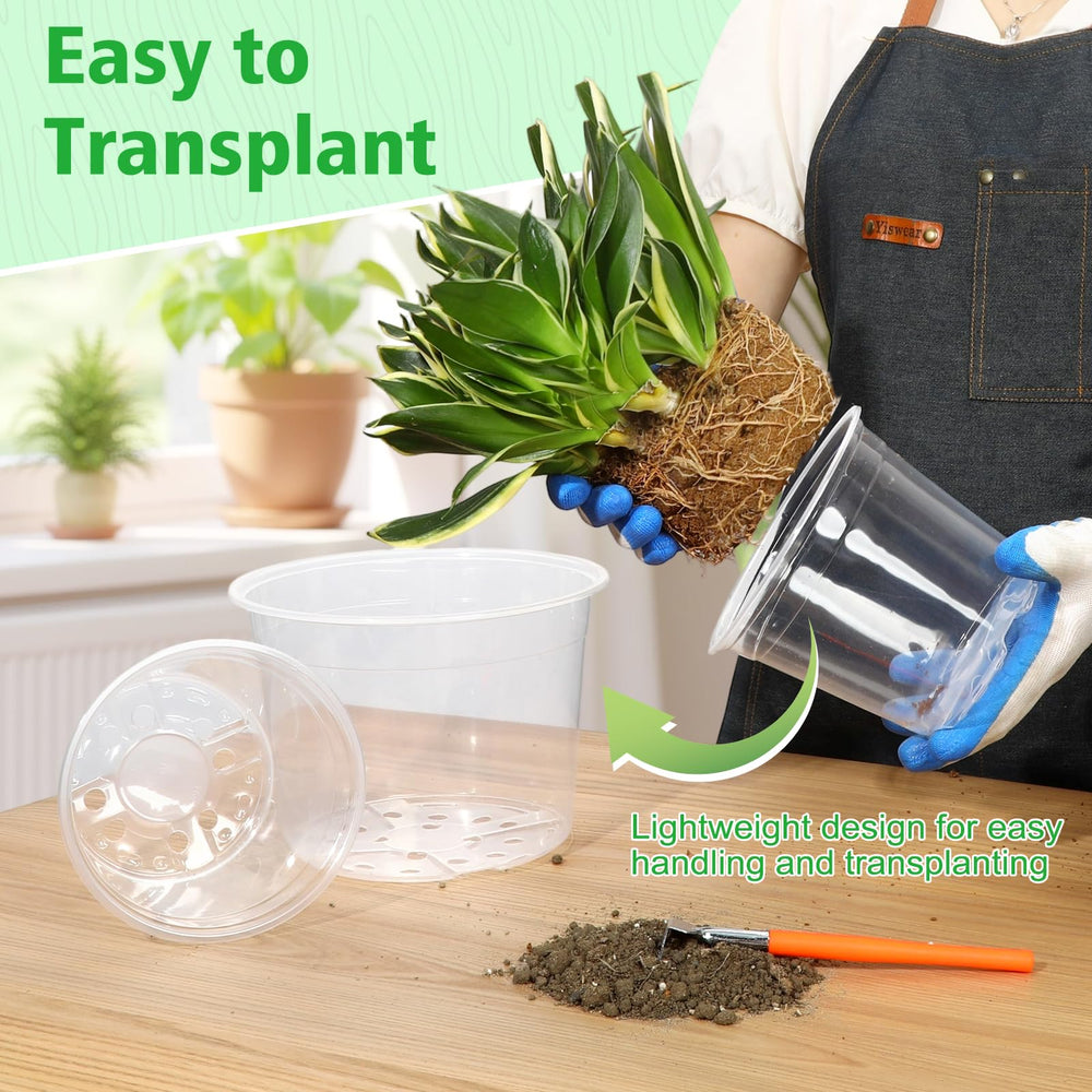 DUNPUTE 6 Inch Clear Nursery Pot side view