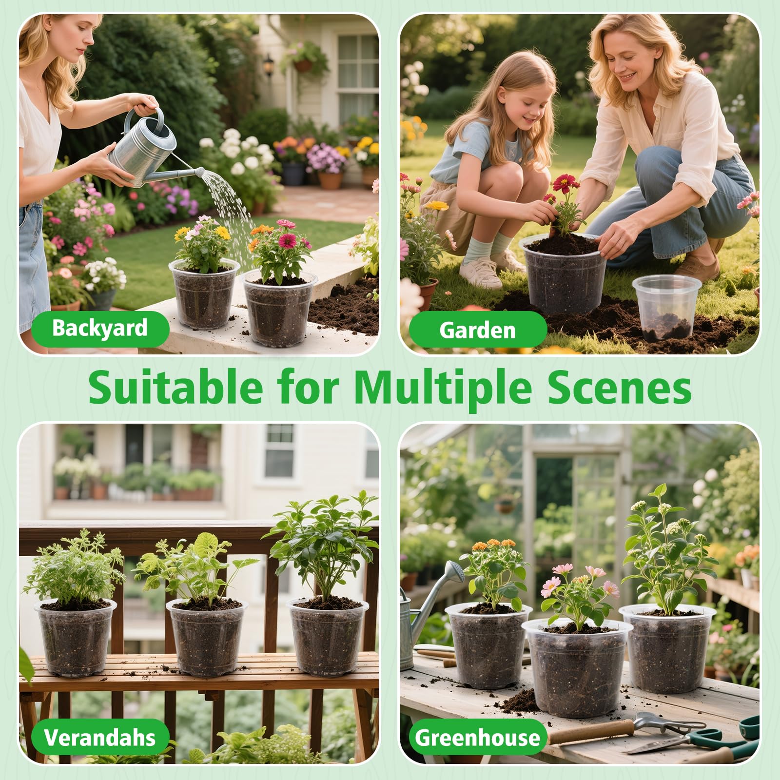 DUNPUTE 6 Inch Clear Nursery Pot stacked together