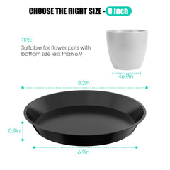 DUNPUTE 8 Inch black plant saucer side view