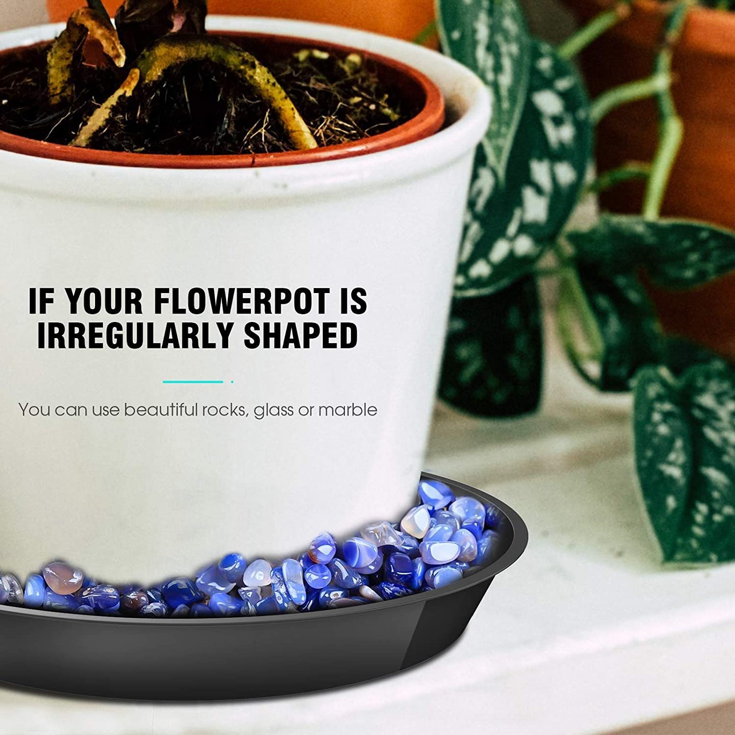DUNPUTE plant saucer with colorful pebbles decoration