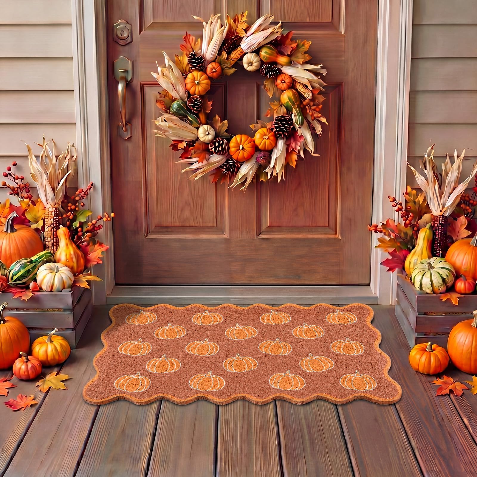 Dunzy Fall Doormat displayed on porch