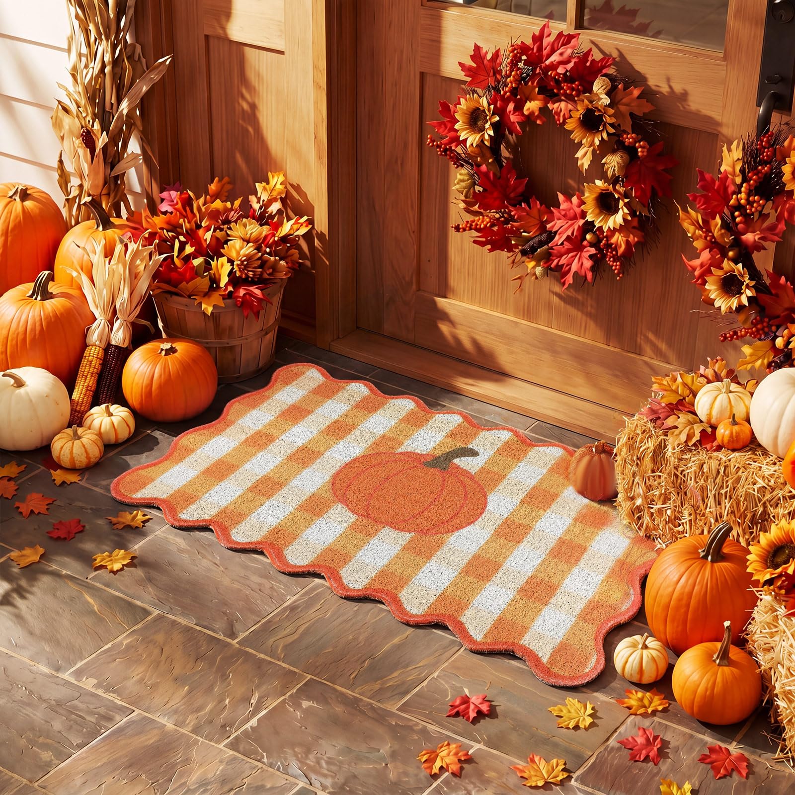Dunzy Fall Doormat with autumn leaves decoration
