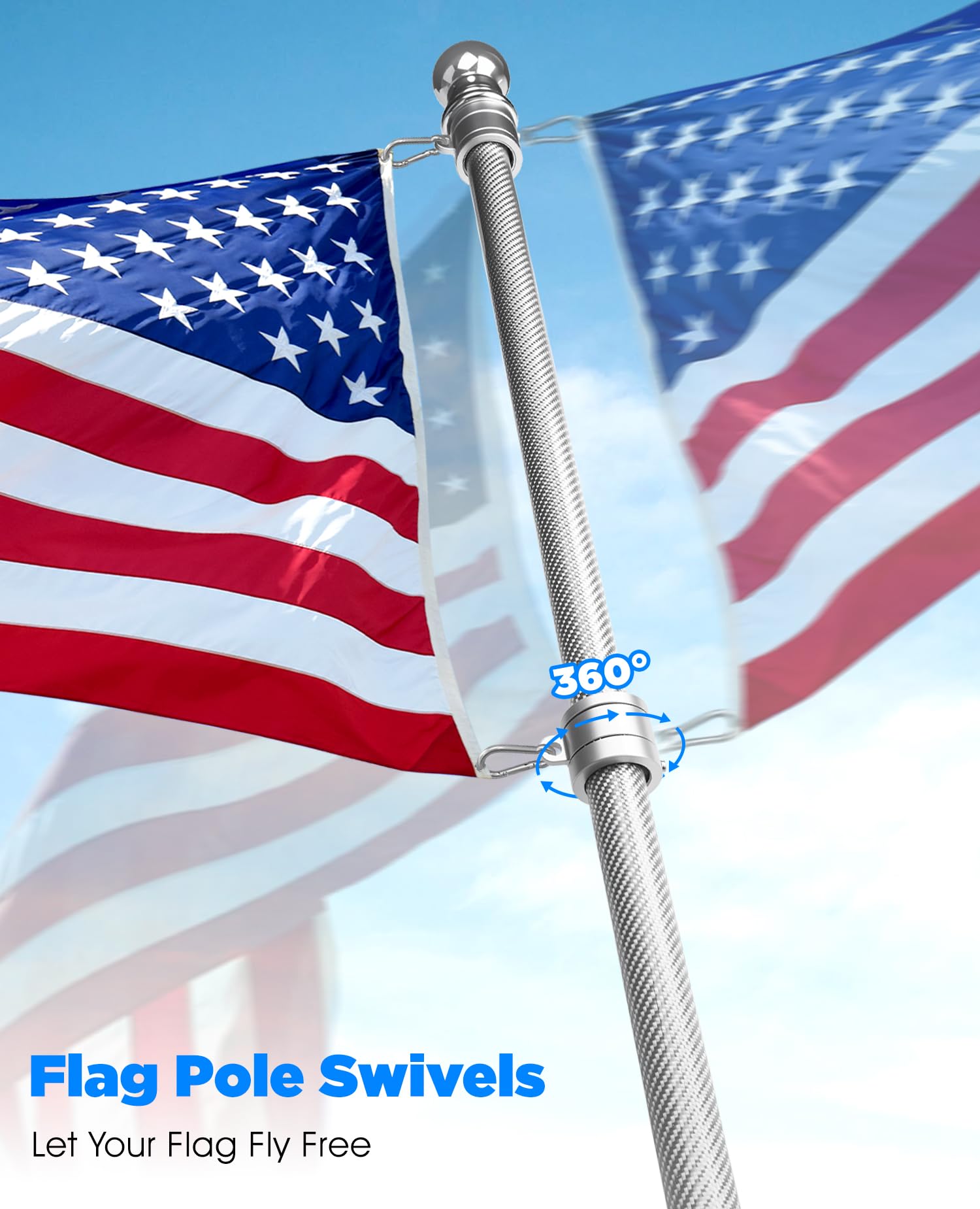 DUPKEV flag pole hardware kit including carabiners