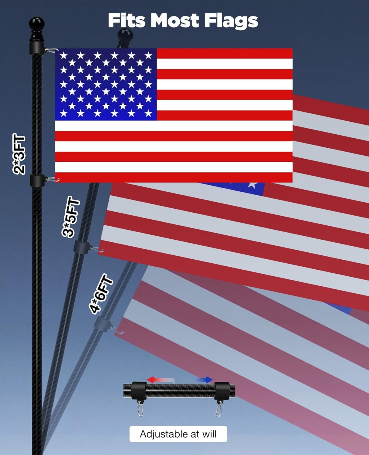DUPKEV flag pole with included installation hardware