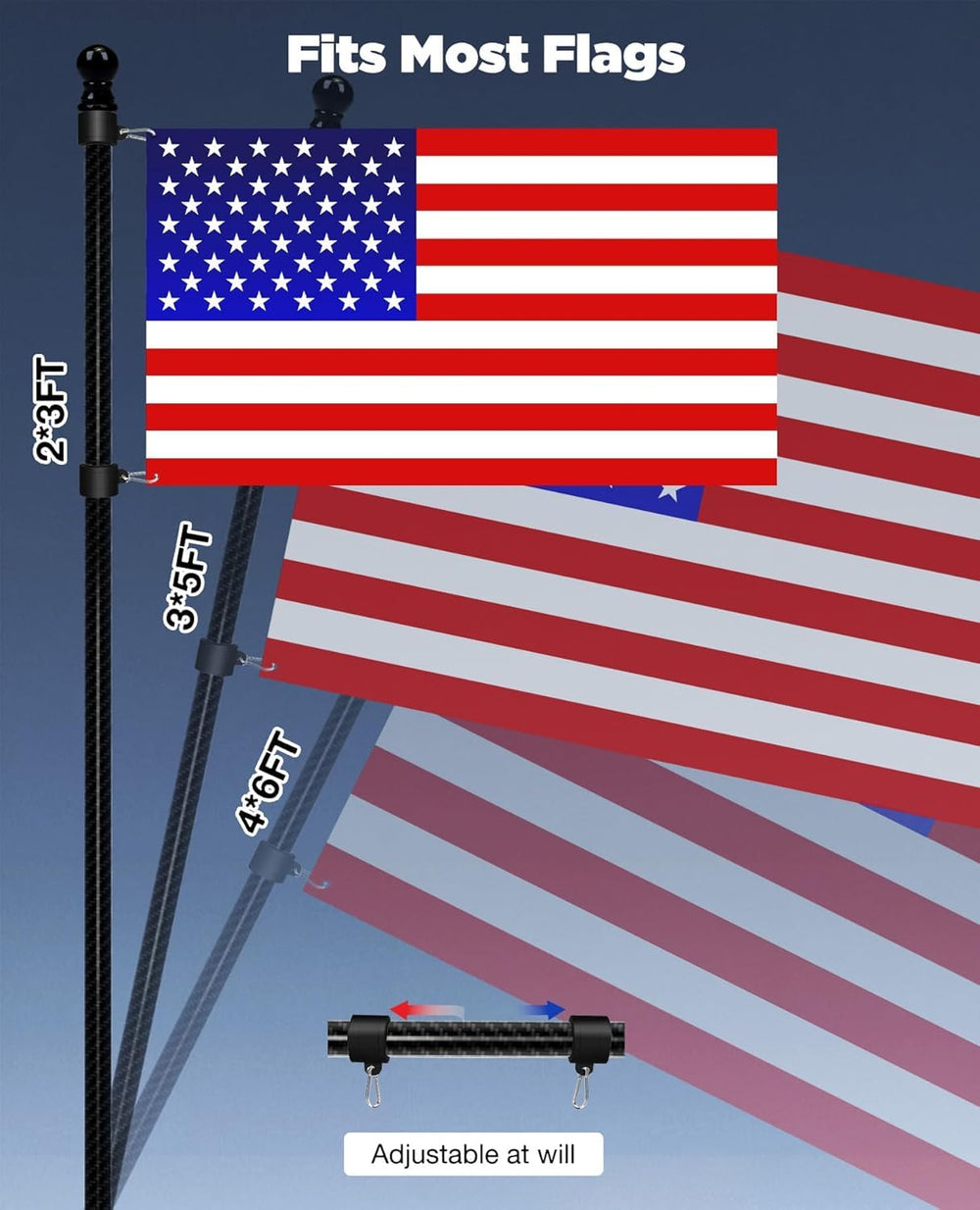 DUPKEV flag pole with included installation hardware