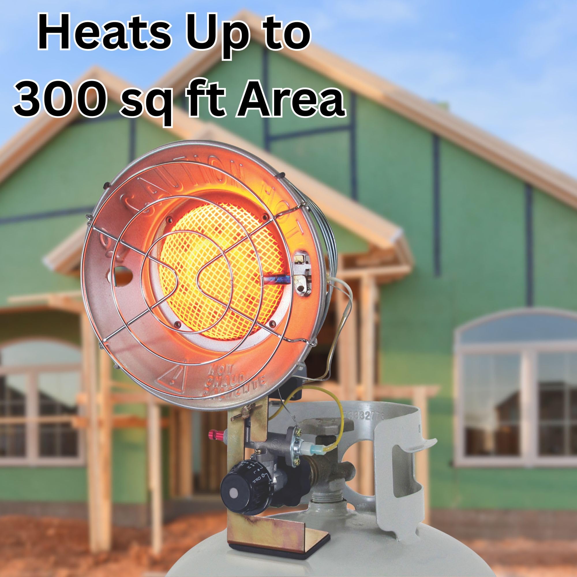 Dura Heat TT-15CSA Tank Top Heater side view showing propane connection