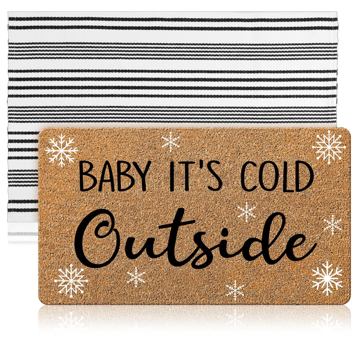 Duraaamo Baby It's Cold Outside doormat with coir texture