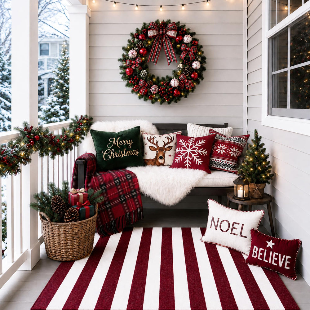 Duraaamo Burgundy White Striped Rug side view