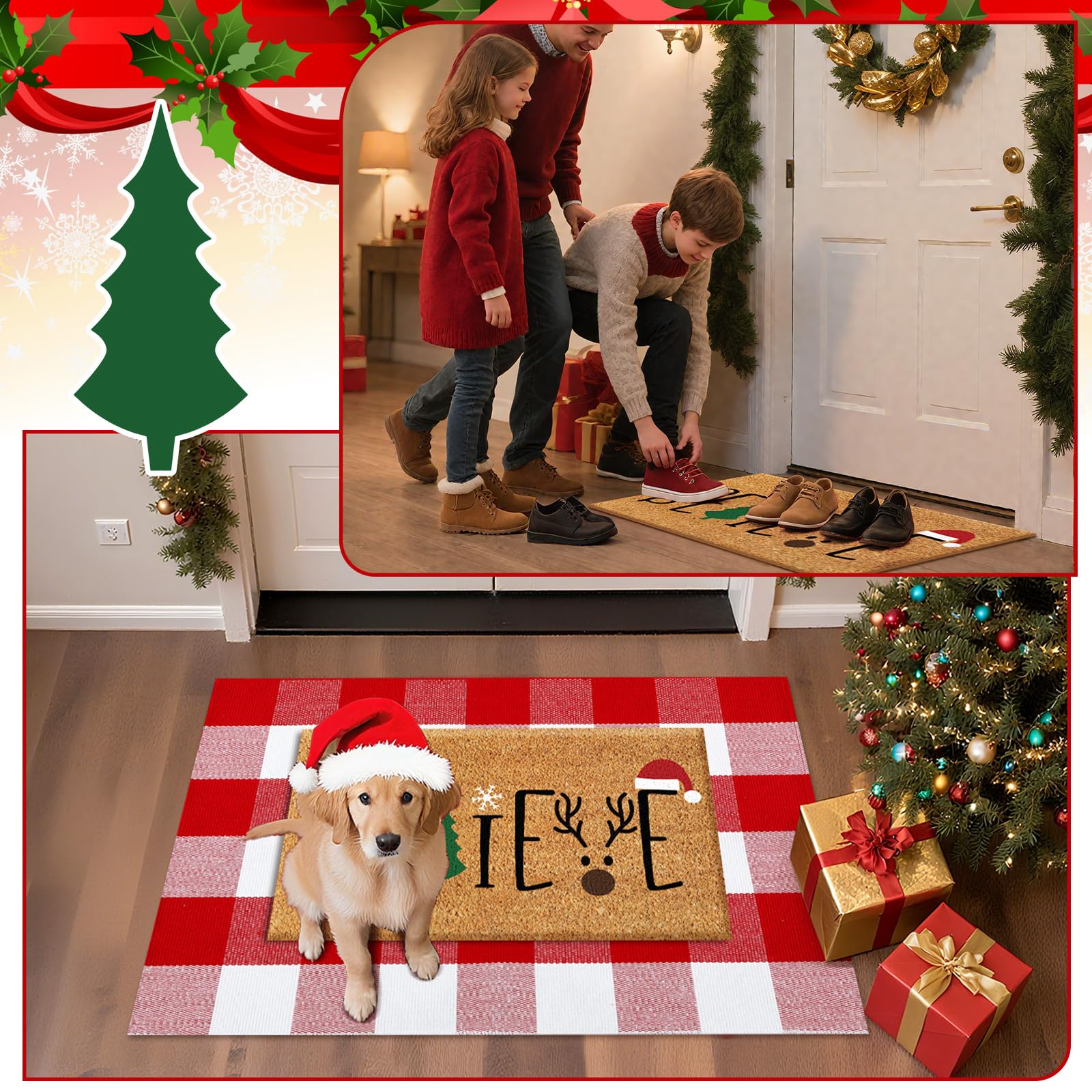 Duraaamo Christmas Doormat set in outdoor setting