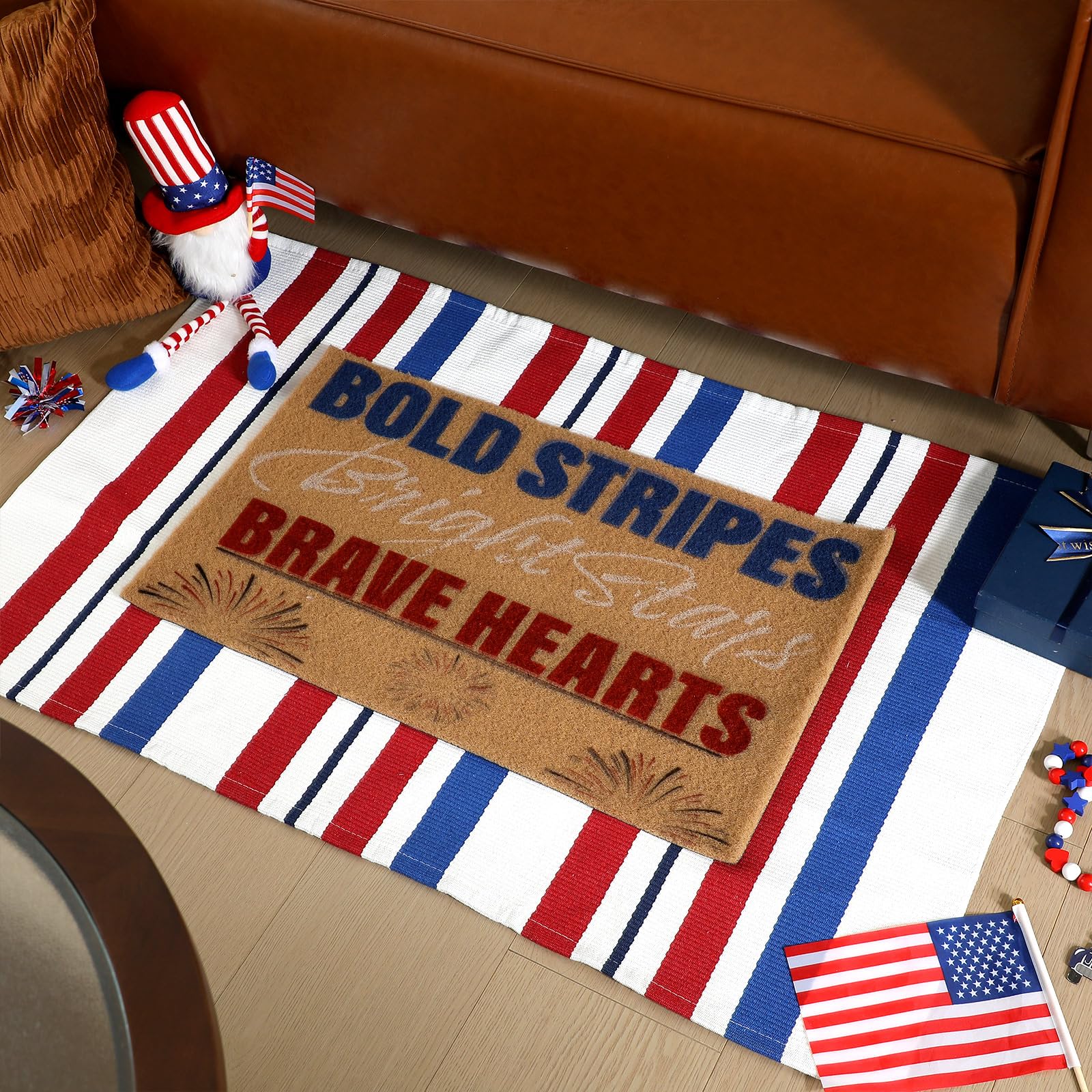 Duraaamo coir doormat with festive 4th of July message