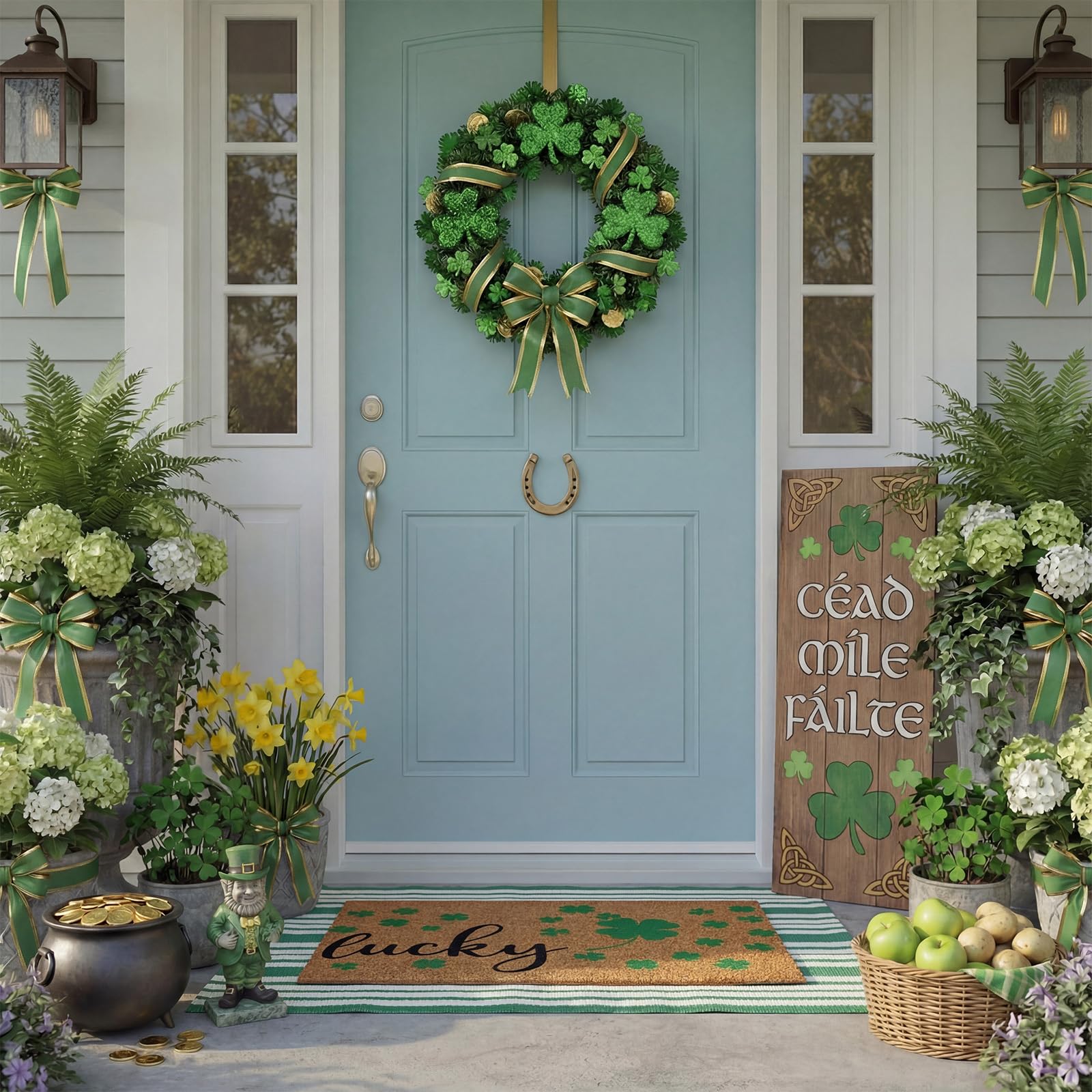 Duraaamo doormat set includes shamrock mat and striped rug