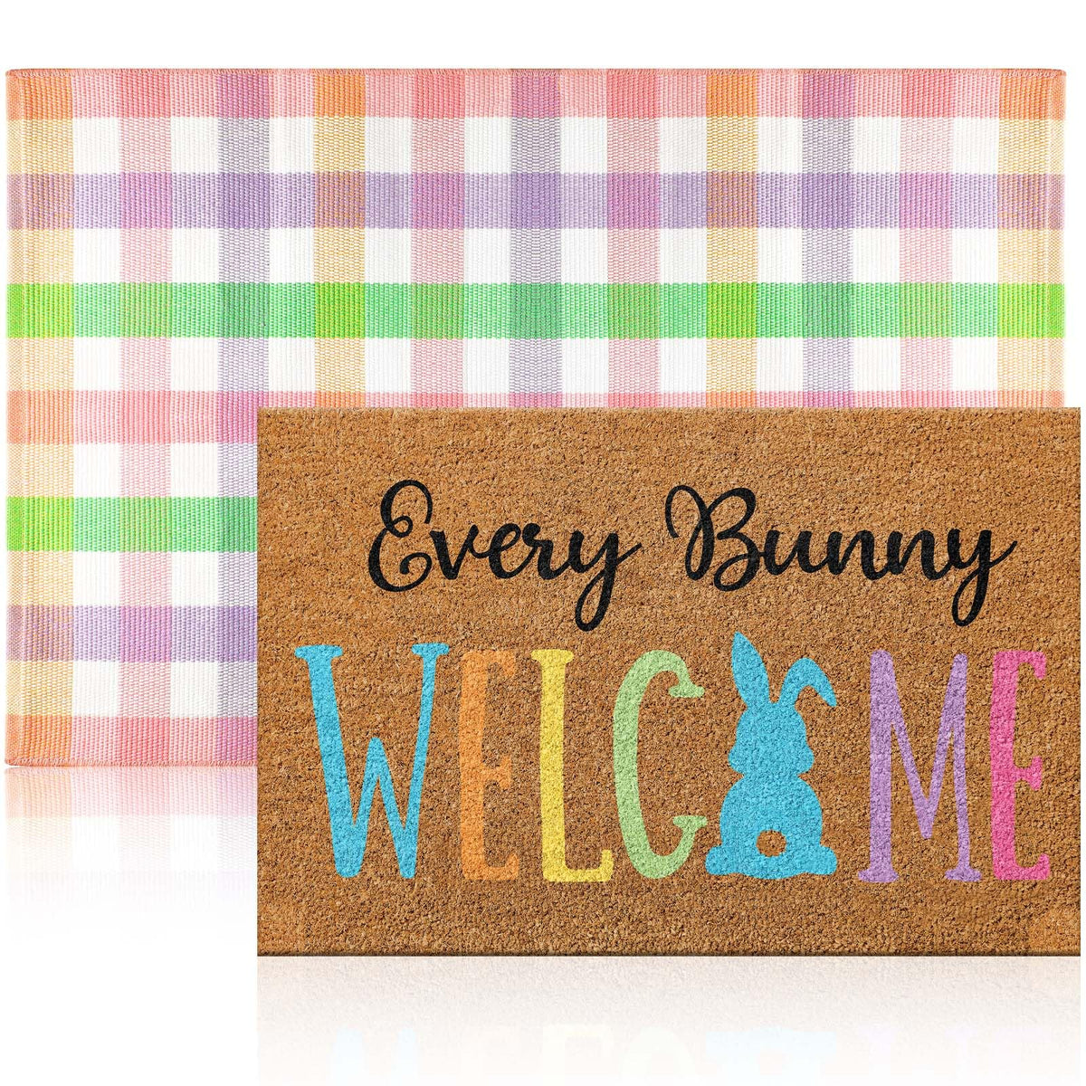 Duraaamo Easter Coir Doormat with bunny patterns