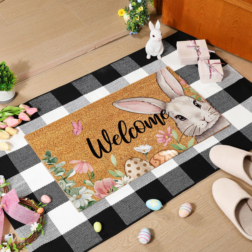 Duraaamo Easter doormat and checkered rug set packaging
